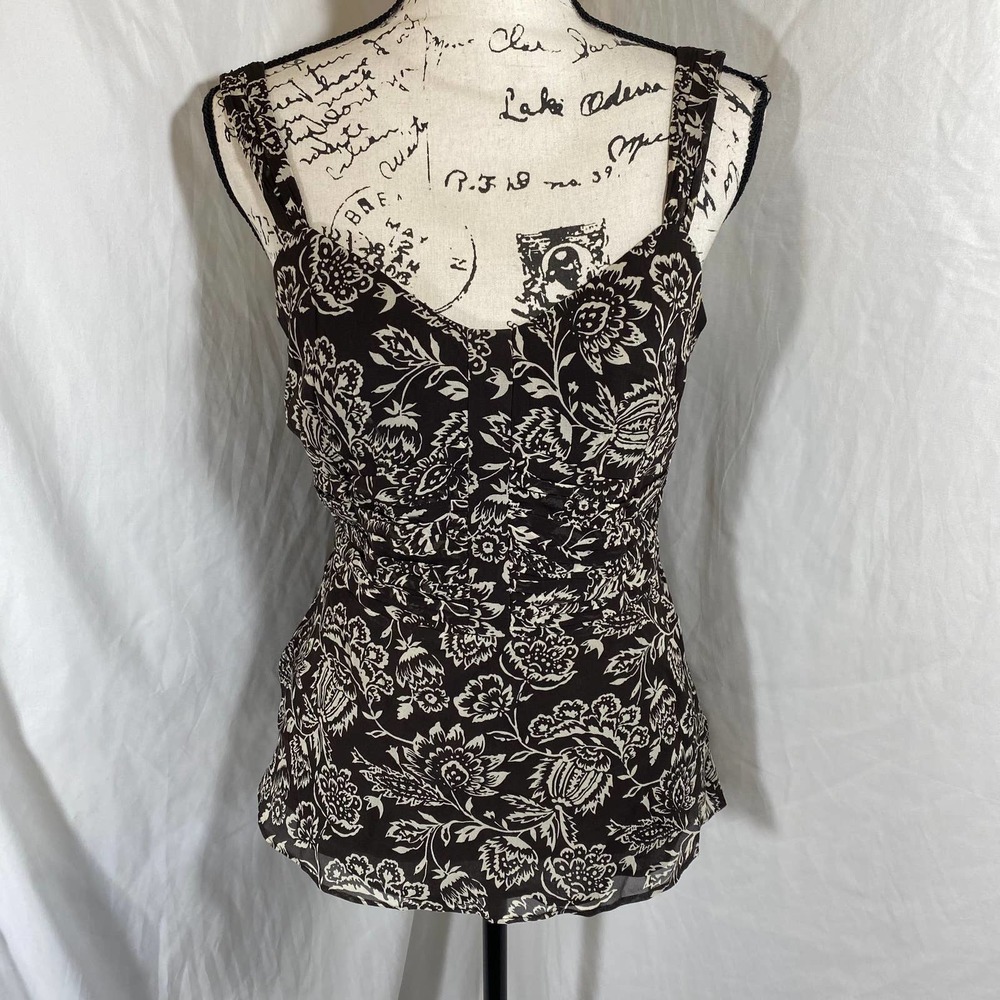 Ann Taylor Floral Spaghetti Strap Silk Blouse Sz 6
